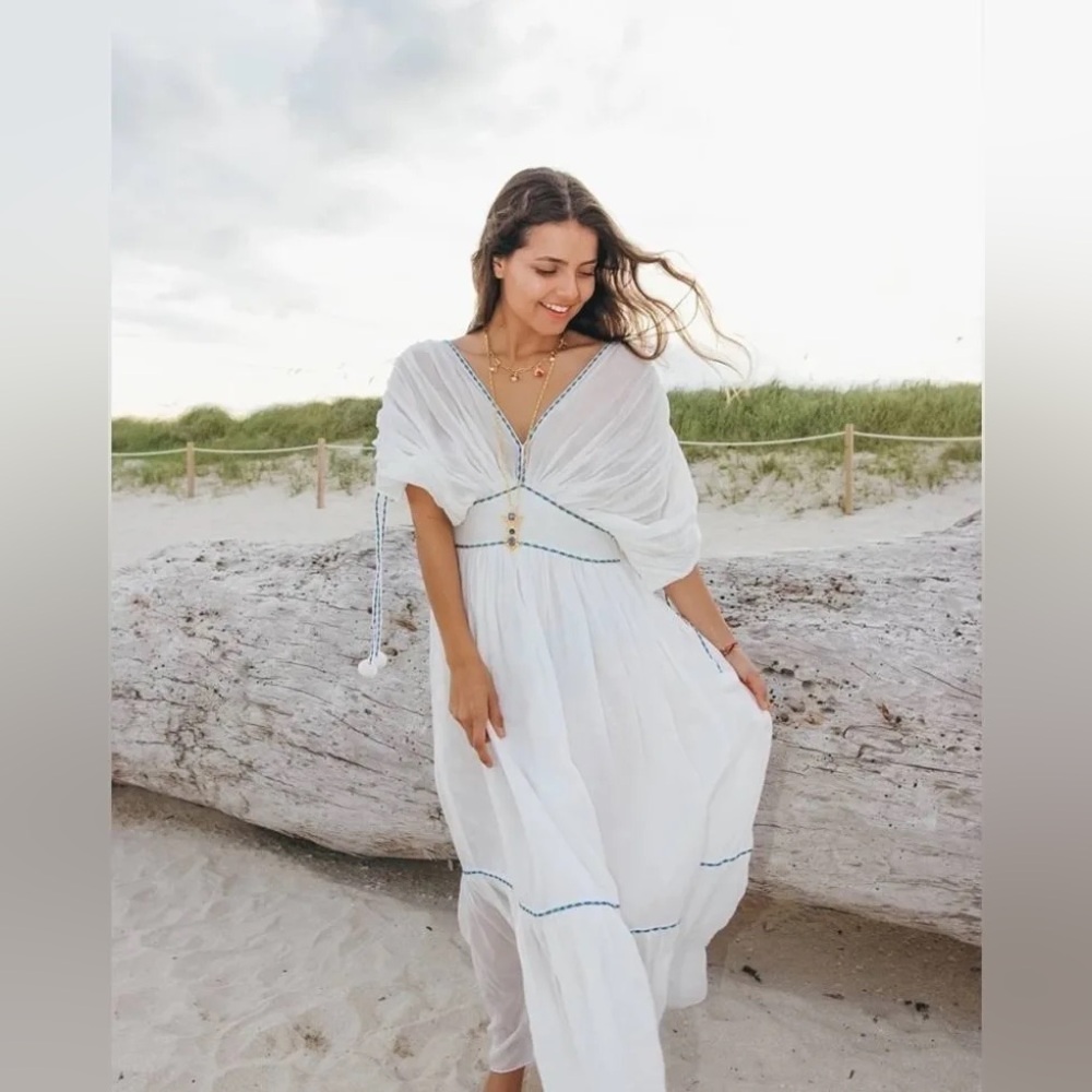 Pitusa Clara Pom-Pom Maxi Dress